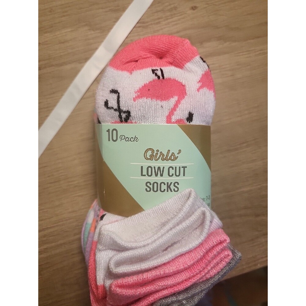 10 Pack Assorted Colorful Girls Low Cut No Show Socks Summer Fun  SIZE 7-3  NEW